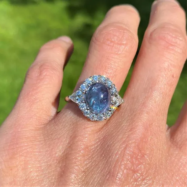 Alexandrite & Diamond Ring, Oval Cab 5.50ct.