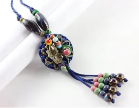 Handmade Vintage Tassel Rope with beads Long Necklace - 2 Colors