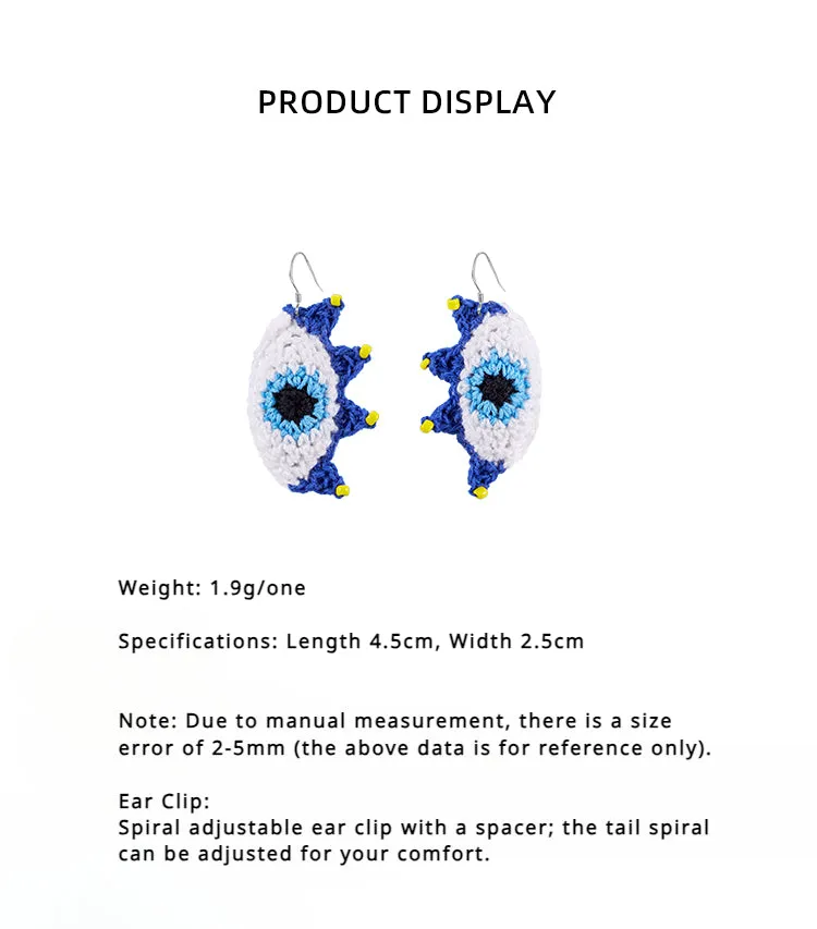 LB Blue Eyes Earrings Show Face Small Ear Clip LOJL35